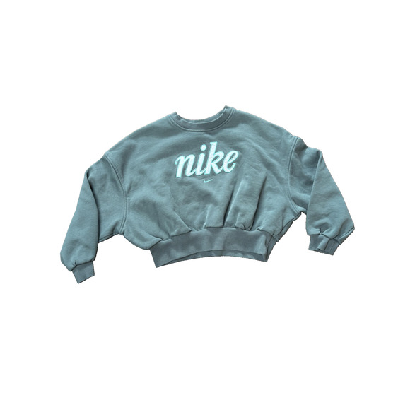 Nike Sweatshirt Womens Small Green Cropped Fleece Embroidered Swoosh FZ5586-339 - Picture 1 of 7